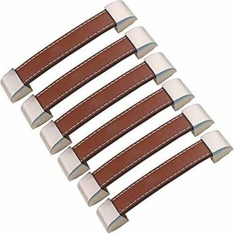 6 Stück Ledermöbelgriffe, Vintage-Ledermöbelgriffe, 128 mm, Ephe (1/4)