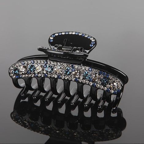 pince Cheveux En Strass - Bleu Gris, Design Dlicat, Pince Cheveux De Qualit Suprieure, Pice De Tte En Strass Paillete L'arrire De La Tte, Fixat (1/3)