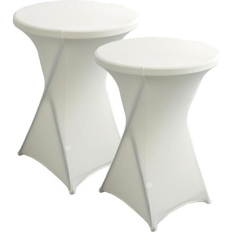 Stretch Stehtischhussen 2er Set für Ø 80-85 cm, Spandex Bartischbezüge Beige