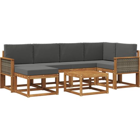 Conjunto de sofás de exterior 7 pcs Natural y Antracita vidaXL (1/5)