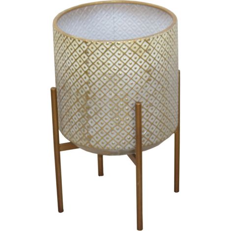 Jardineras con soporte para flores de metal curvado con marco dorado antiguo 42x30 cm 050000403