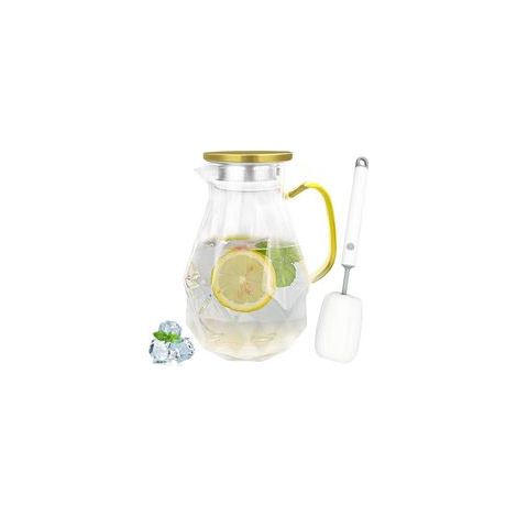 Bouilloire 2résistante à la chaleur et au froid avec poignée, avec Couvercle en acier inoxydable, Motif Unique Diamant pichet, pour eau chaude froide,hé glacé et boissons à base de jus (1/5)