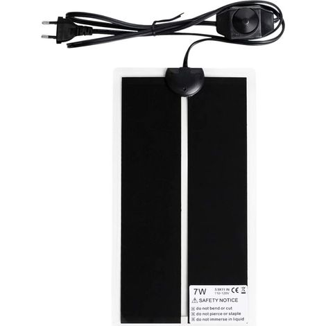 Tapis Chauffant pour Terrarium, 15 X 28CM Tapis Chauffant, Tapis Chauffant Terrarium, Tapis Chauffant pour Reptile, température réglable (0-35 degrés) Fiche européenne (7W, 220V-240V) (1/5)