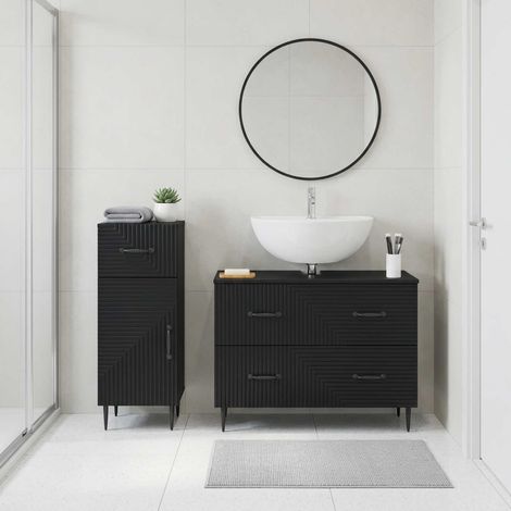 vidaXL 2 Piece Bathroom Cabinet Set HAARLEM Black Engineered Wood (1/5)
