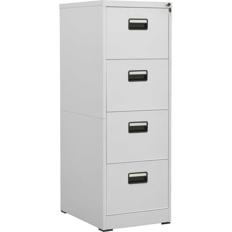 Cassettiera mobile per ufficio schedario 4 cassetti 46 x 62 x 133 cm acciaio grigio chiaro DEC024536