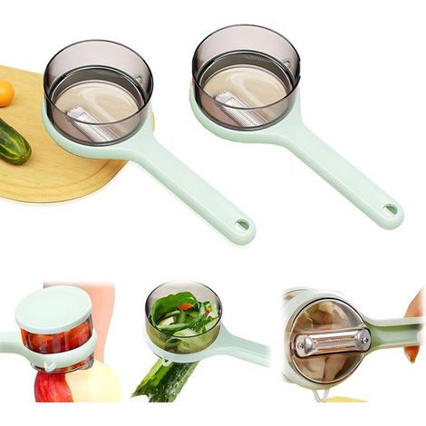 Juego de dos piezas para pelar frutas y verduras: pelador de patatas y pelador de frutas, fabricados en acero inoxidable, naranjas y otras frutas (1/5)
