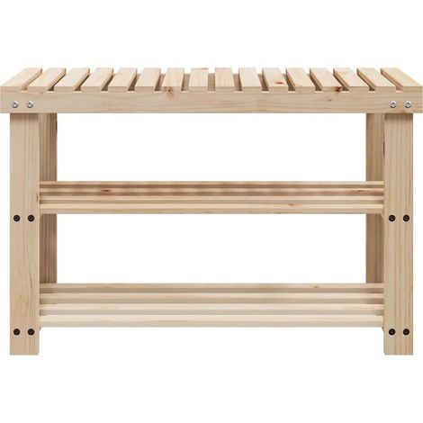 Armoire à Chaussures, Meuble Étagère de Rangement, 2 en 1 et dessus banc Bois de sapin massif OIB3358E (1/3)