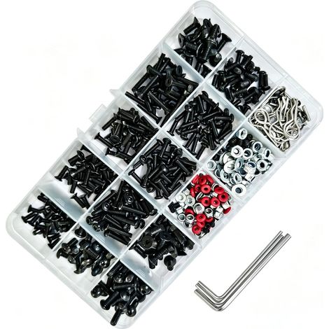 500pcs Kit de Vis Universel Voiture RC Assortiment de Vis Quincaillerie de Fixation Compatible avec 1/8 1/10 1/12 1/16 Voitures RC Trucks Crawler (1/5)