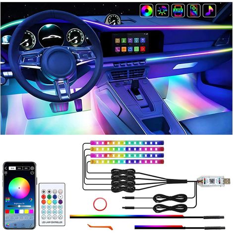 Bande Lumineuse LED Voiture - Kit 6 Pièces - Acrylique RGB - Synchronisation Musicale - Intérieur Véhicule - Multicolore (1/5)