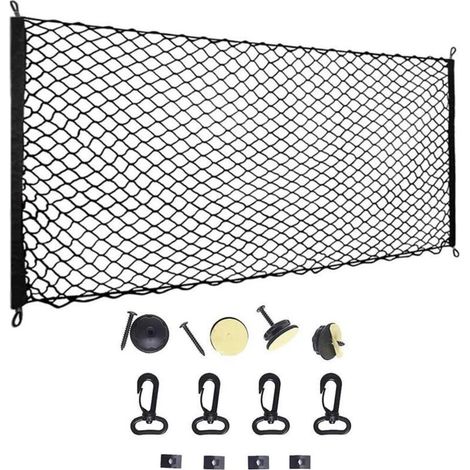 SABIR Filet à bagages de voiture, 110x60cm Filet de coffre en nylon élastique Filet de protection Filet de séparation Multifonction pour le stockage du coffre (1/4)