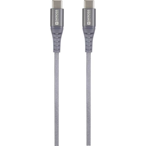 Skross Câble USB USB 2.0 USB-C® mâle, USB-C® mâle 2.00 m gris sidéral rond, flexible, gaine textile SKCA0018C-C200CN S292302 (1/3)