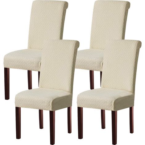 Stuhlhussen 4er Set, Stretchbezug für Schwingstuhl, abnehmbar, waschbar, creme (1/5)