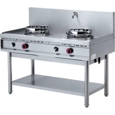 Fourneau wok gaz 2 feux 2 x 13 kw - Diamond