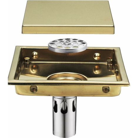 RHG Drain de Douche 150x150mm Siphon de Sol Carré Caniveau de Douche 304 Acier Inoxydable Anti-Od Drain de Plancher (1/5)