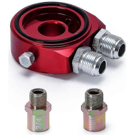 Adaptateur universel pour filtre à huile sandwich, compatible avec le kit de plaque de refroidisseur d'huile, AN10 en aluminium argenté et bleu. (1/4)