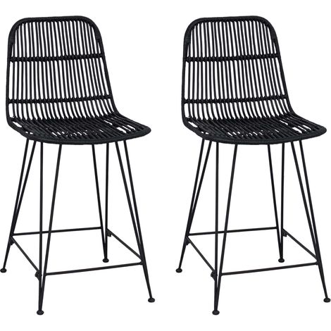 Sgabello da bar 2 pcs Nero 44 x 54 x 96 cm Rattan e acciaio vidaXL