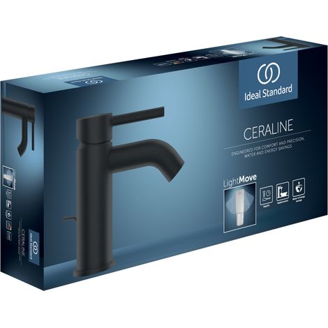 Ideal Standard CeraLine - Grifo de lavabo, con desagüe, negro BC193XG (1/2)