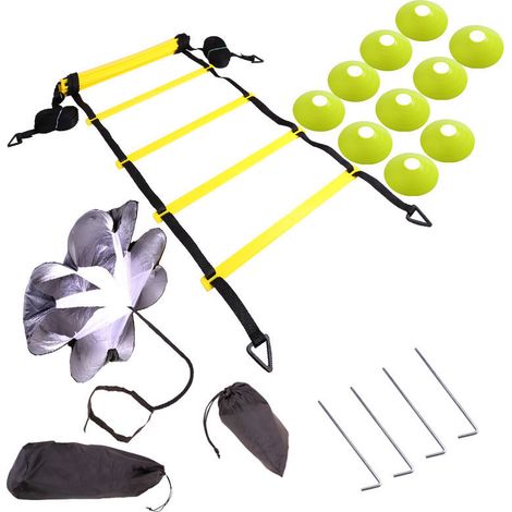 Kit di allenamento per agilità, velocità, paracadute e coni.