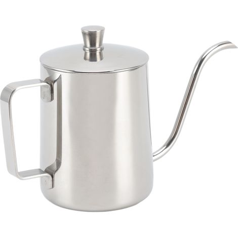 Bouilloire à café filtre en acier inoxydable, bec verseur étroit, col de cygne, 350 ml, argentée (1/5)