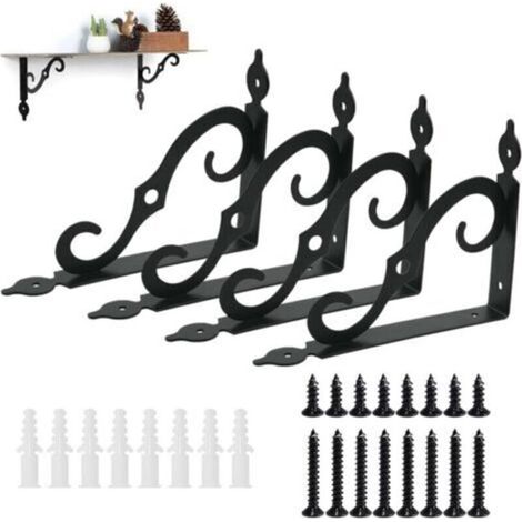 Equerre Etagere Murale 4 Pièces 19cm 14cm Equerre Charge Lourde Equerre Metal Etagere Equerre Fixation pour Étagère de Livres Jardinage Cuisine (1/4)