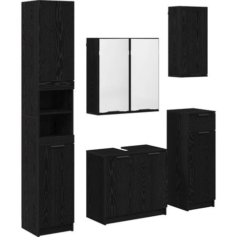 Maison Exclusive - Badezimmermöbel-Set 5 pcs Schwarz Eichen-Optik