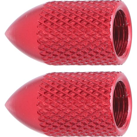 Lot de 2 bouchons de valve Schrader en alliage d'aluminium, pour pneus de vélo (rouge). (1/5)