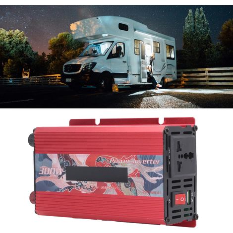300-W-Solarwechselrichter für den Außenbereich, Sinus-Wechselrichter, 12 V/24 V DC auf 220 V AC, 2-A-USB-Anschluss, Lüfter und LCD-Display, rote 24-V-DC-Ausführung (1/5)