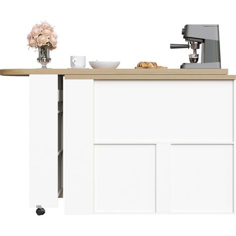Tavolo bar estensibile 135-205 x 39 x 100 cm in MDF bianco con LED - CHICFURN (1/5)