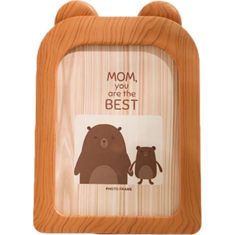 Cadre photo pour chambre d'enfant, salon, cadeau d'anniversaire, motif ours marron de dessin animé (1/5)