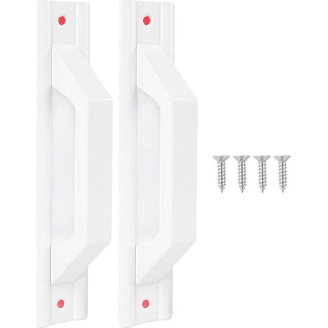 Poignée de porte coulissante minimaliste - Compatible barn, cabinet, closet, drawer (2 unités - aluminium blanc, 200x40x48mm, 176mm fixation) (1/5)