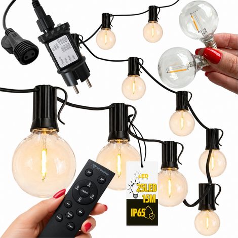 Solution LED - Guirlande de jardin télécommandée - 15 m, 25 LED (1/5)