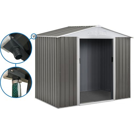 Habitat Et Jardin – Abri de jardin métal 5,29 m² – Structure en zinc et acier – 2 portes coulissantes – 4 grilles d'aération – Résistance au vent 20m/s (1/4)