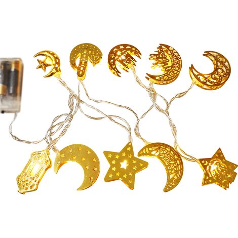 Guirlande lumineuse en forme de lune et de lanterne, style musulman, 1,5 m (10 LED), blanc chaud (1/5)