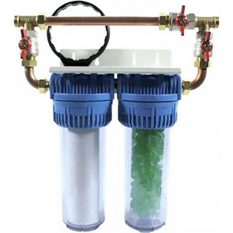 Progalva – Kit de filtration sous évier double avec by-pass – Raccord femelle 3/4 – Cartouches polyphosphate et fil bobiné – Pression max 7 bars (1/5)