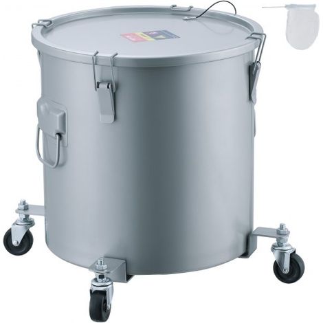 Fritteusen-Fetteimer, 30 L Ölentsorgungsbehälter mit Rollensockel, Kohlenstoffstahl mit Rostfreier Beschichtung, Öltransportbehälter mit Deckel, Verschlussklammern (1/5)