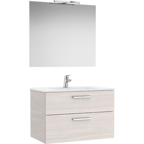CONJUNTO VICTORIA BASE+LAVABO 800 FRESNO NÓRDICO 2 CAJONES ESPEJO APLIQUE LED