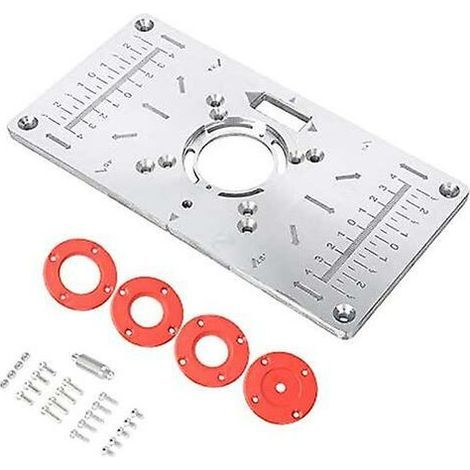 Plaque d'insertion de table de routeur en aluminium – Résistante à la rouille – Pour coupe précise du bois – Accessoire pour défonceuse et affleureuse (1/4)