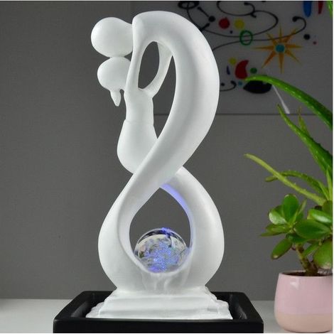 Fontaine Moderne Amor - L 14 x l 14 x H 31 cm - Polyrésine - Noir et Blanc - Livraison gratuite