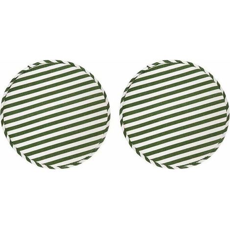 Round Stool Chair Cushions for Kitchen Dining Room Seat Cushions with Ties Set of 2 Non-Slip Cushions for High Stool Bistro Bar Chairs 13 Inch Seat, Green Stripe--