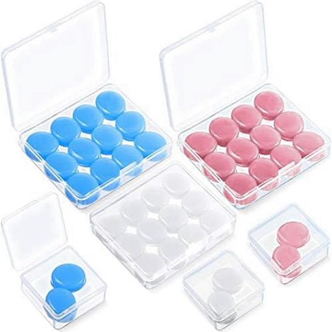 21 Paar Ohrstöpsel zum Schlafen, wiederverwendbar, formbar, blau, weiß und rosa