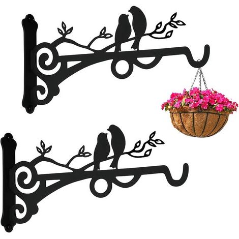 Wandhaken für Pflanzen 2 Stück Blumenhänger Haken Pflanzenhalter Eisen geeignet für Hängeampeln Windspiele Gartendekorationen u v m verleiht Raum (1/5)