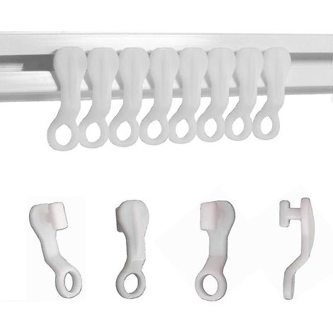 Crochets de rideau coulissants 2024, crochets de rideau en plastique blanc, lot de 50 (1/5)