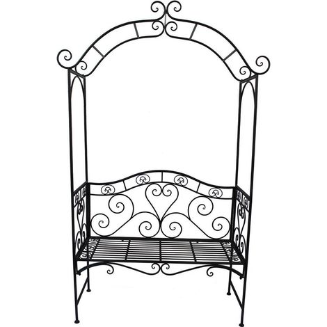 Eisenbank COLIMA mit Rosenbogen - 200 x 124 x 48 cm - Nostalgische Metall Garten Sitz Bank