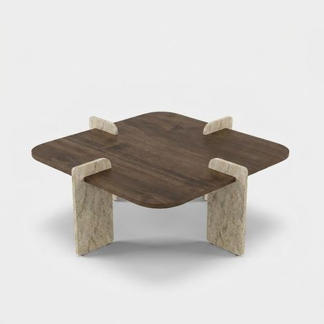 Moderner quadratischer Couchtisch aus Melamin Poalla - Walnuss (1/5)