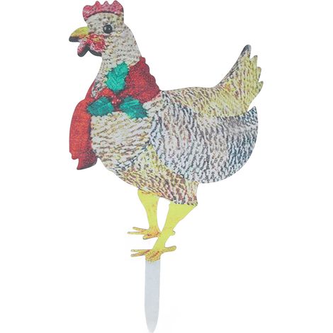 Décoration lumineuse de Noël : poule lumineuse avec écharpe, à piquer pour l'intérieur et l'extérieur. (1/5)