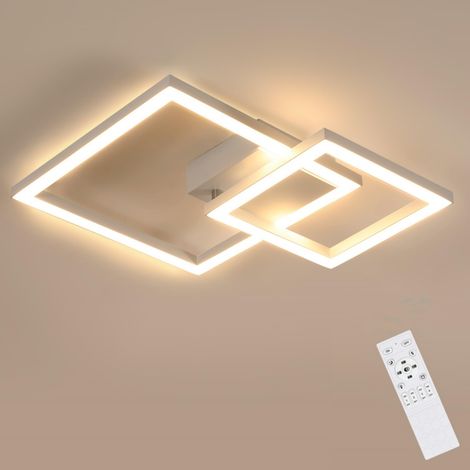 Plafonnier LED Dimmable 34W, 350° Rotatif Carré, Blanc, 3000K-6500K (1/5)