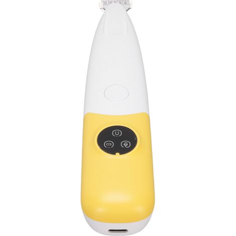 Tondeuse à poils pour animaux de compagnie, rechargeable et sans fil, avec brosse et câble USB, jaune. (1/5)