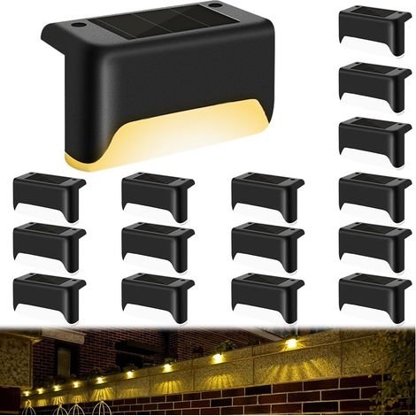 16PCS Lampe Solaire Exterieur, Eclairage à LED Lampe Solaire, Eclairage Escalier Exterieur, Lumières Solaires Exterieure Jardin, IP65 Étanche, pour Escalier, Pont, Marches, Cour, Chemin [Classe énergé (1/5)