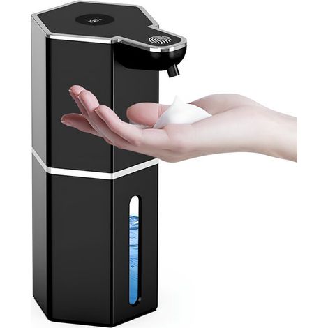 Dispenser di sapone ricaricabile a parete con funzione schiuma, 4 impostazioni, dispenser di sapone da 360 ml per bagno e cucina, pompa di sapone autoportante, sapone per le mani (1/5)
