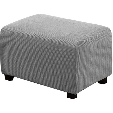 Housse de Pouf carrée Extensible en Peluche, Housses de Repose-Pieds en Jacquard Doux pour protéger Le Repose-Pieds, Housse de Pouf avec Fond élastique, Lavable en Machine - S-gris clair-- (1/5)